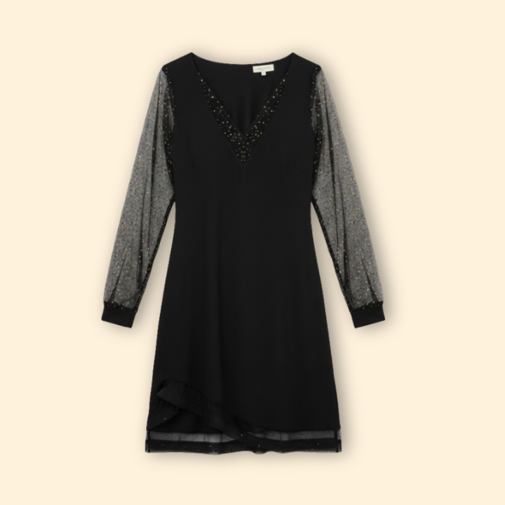 Women’s Sequin Cocktail Dress with Sequined Long Sleeves