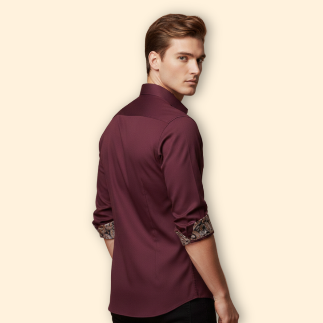 Men’s Slim Fit Shirt with Patterned Collar