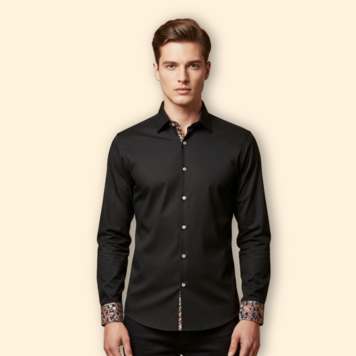 Men’s Slim Fit Shirt with Patterned Collar