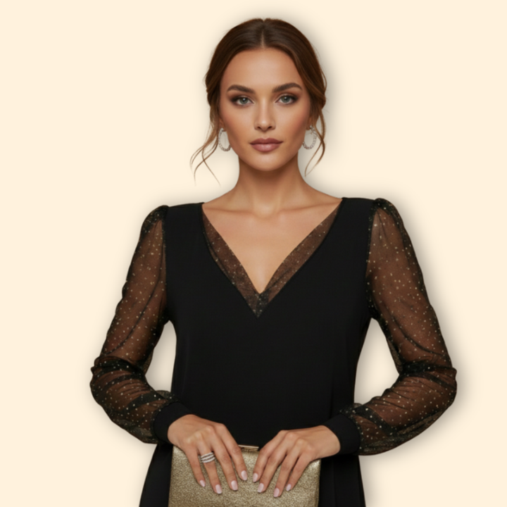 Women’s Sequin Cocktail Dress with Sequined Long Sleeves
