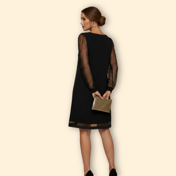 Women’s Sequin Cocktail Dress with Sequined Long Sleeves