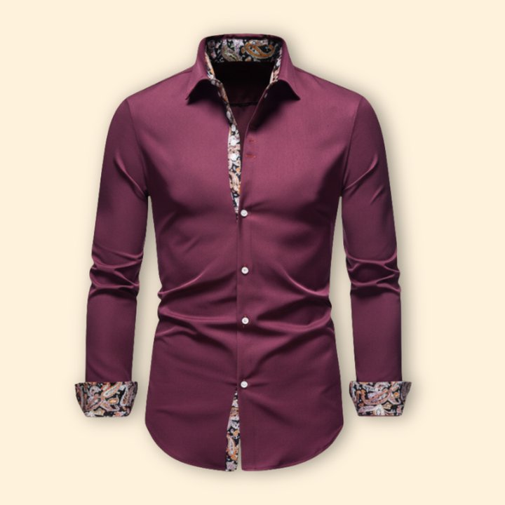 Men’s Slim Fit Shirt with Patterned Collar