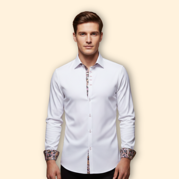 Men’s Slim Fit Shirt with Patterned Collar