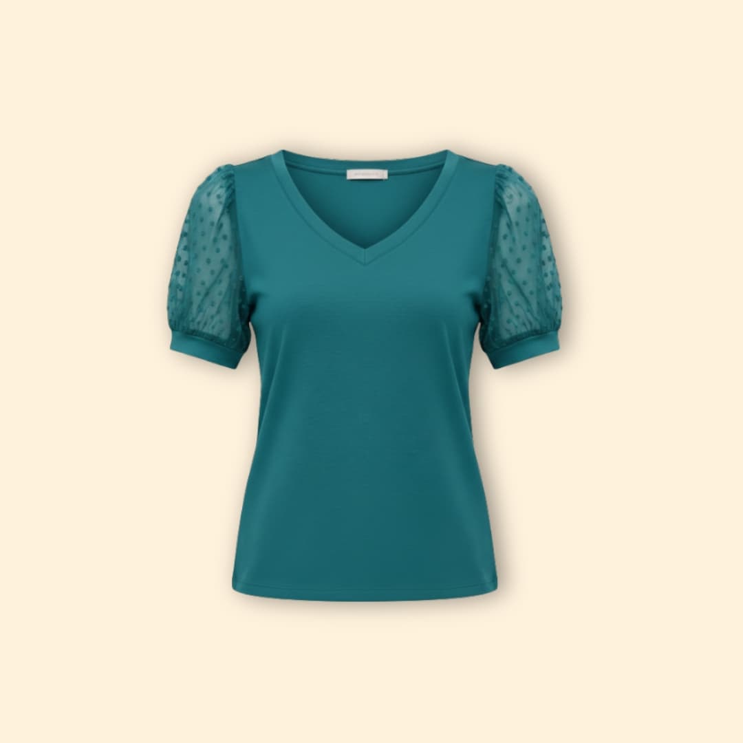 Women’s Casual T-Shirt with Puff Sleeve Design
