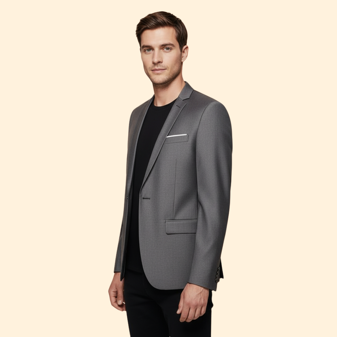 Men’s Blazer with Single Button Closure