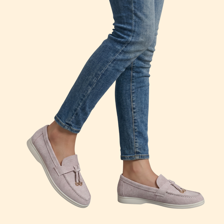 Women’s Suede Loafers with Metallic Ring Tassels