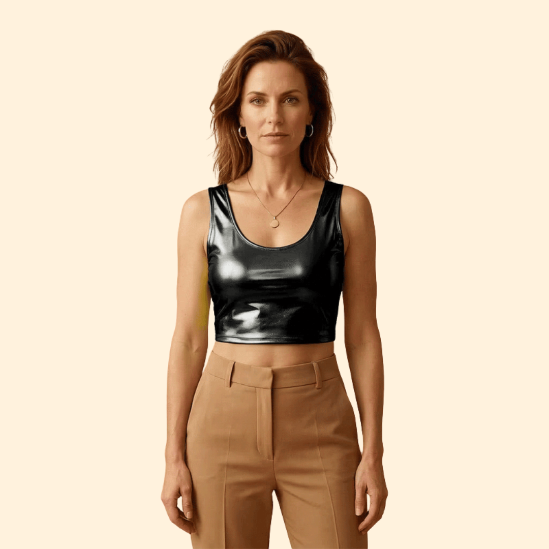 Women’s Sleeveless Top with Glossy Texture