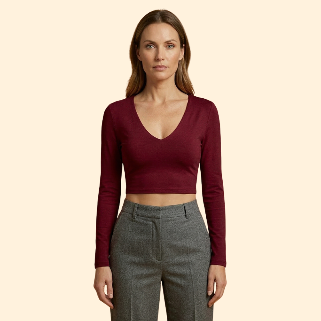 Women’s Long Sleeve Top with Deep V-neck