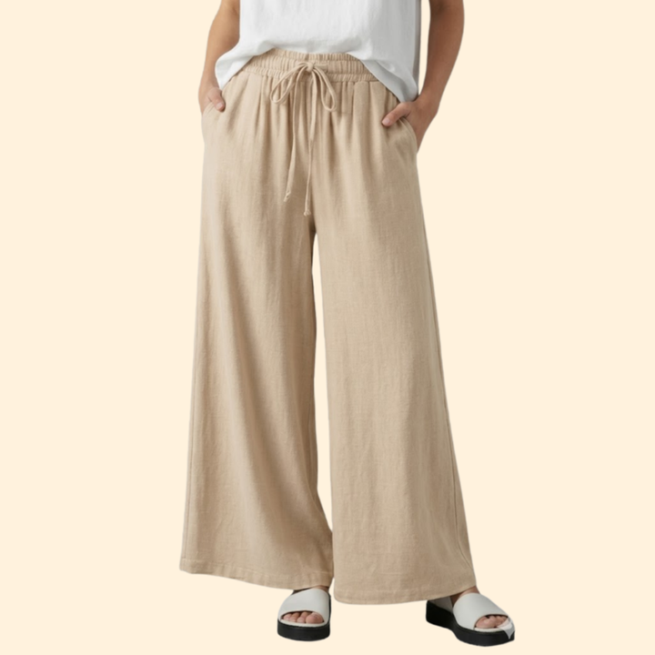 Women’s Palazzo Pants with Elastic Waist and Pockets