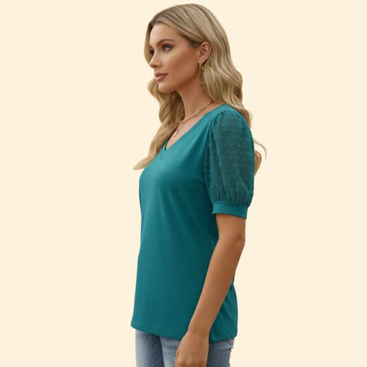 Women’s Casual T-Shirt with Puff Sleeve Design