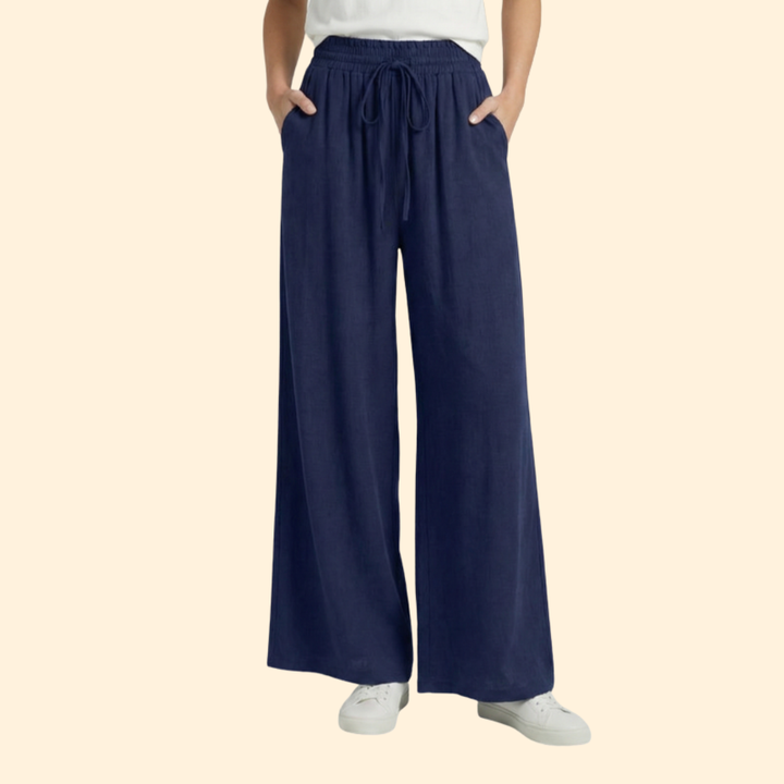 Women’s Palazzo Pants with Elastic Drawstring Waist