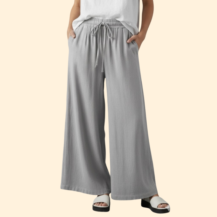 Women’s Palazzo Pants with Elastic Waist and Pockets