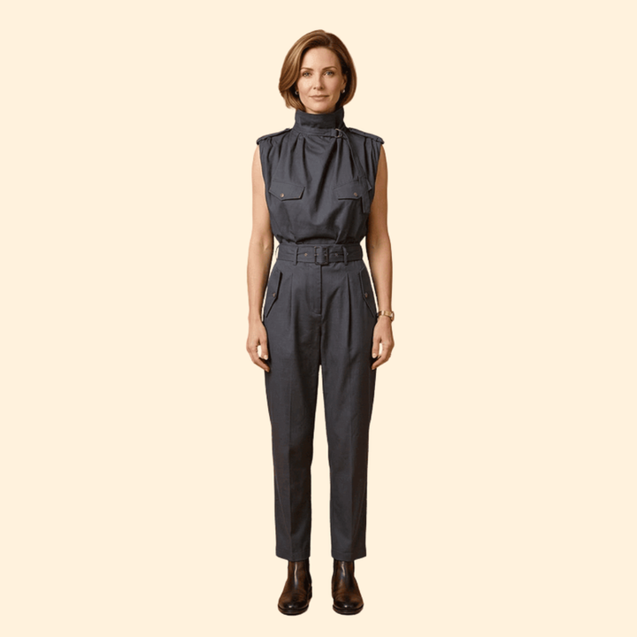 Women’s Stylish Jumpsuit with Pleated Front Design