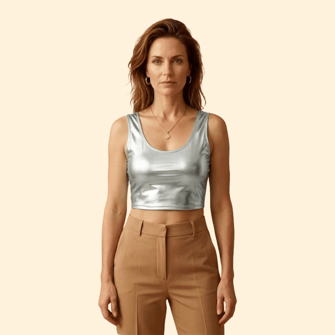 Women’s Sleeveless Top with Glossy Texture