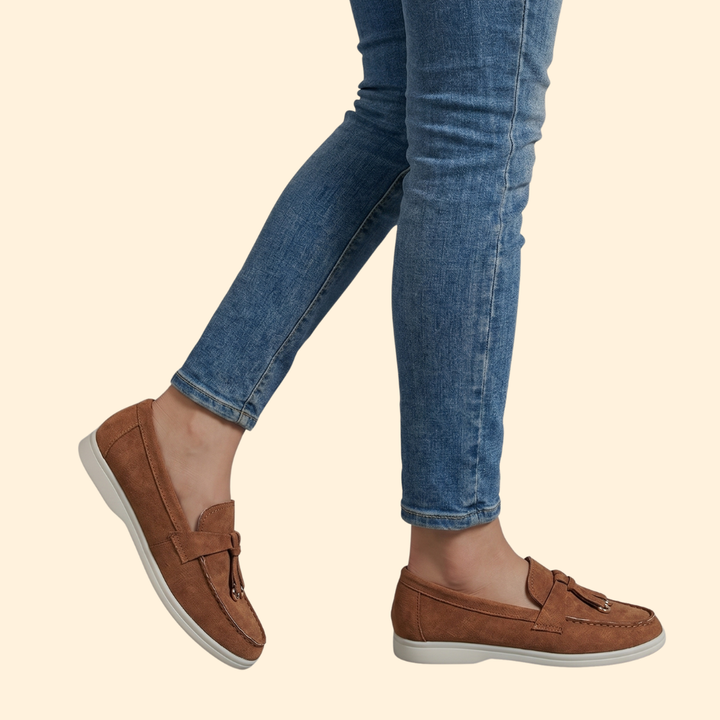 Women’s Suede Loafers with Metallic Ring Tassels