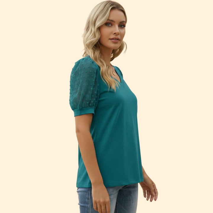 Women’s Casual T-Shirt with Puff Sleeve Design