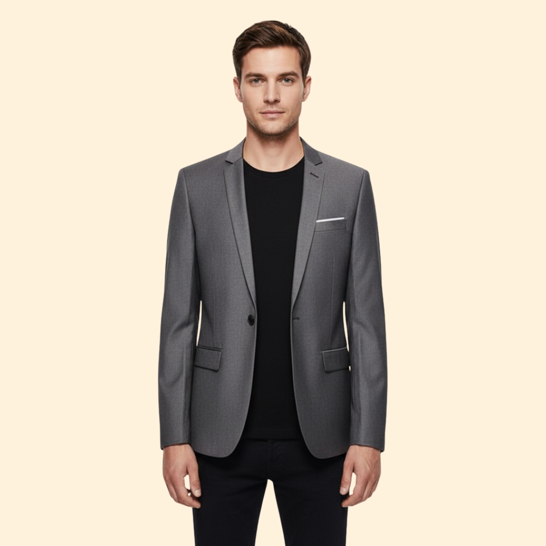 Men’s Blazer with Single Button Closure