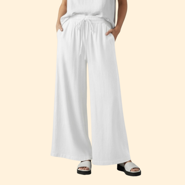 Women’s Palazzo Pants with Elastic Waist and Pockets