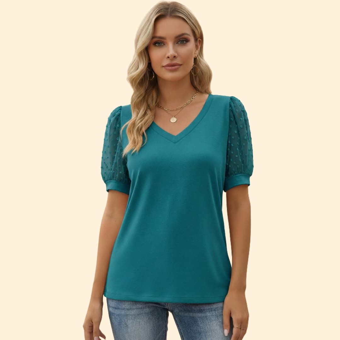 Women’s Casual T-Shirt with Puff Sleeve Design