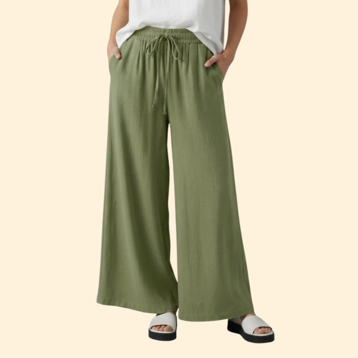 Women’s Palazzo Pants with Elastic Waist and Pockets