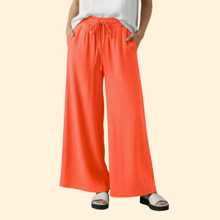 Women’s Palazzo Pants with Elastic Waist and Pockets