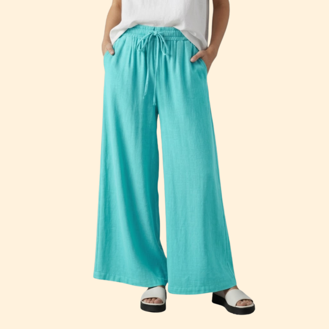 Women’s Palazzo Pants with Elastic Waist and Pockets