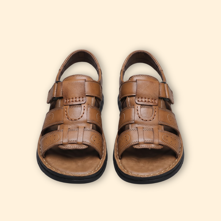 Men's Leather Sandals with Perforations