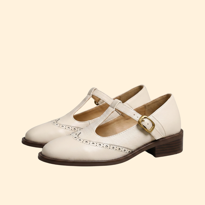 Women’s T-Strap Shoes with Gold-Tone Buckle