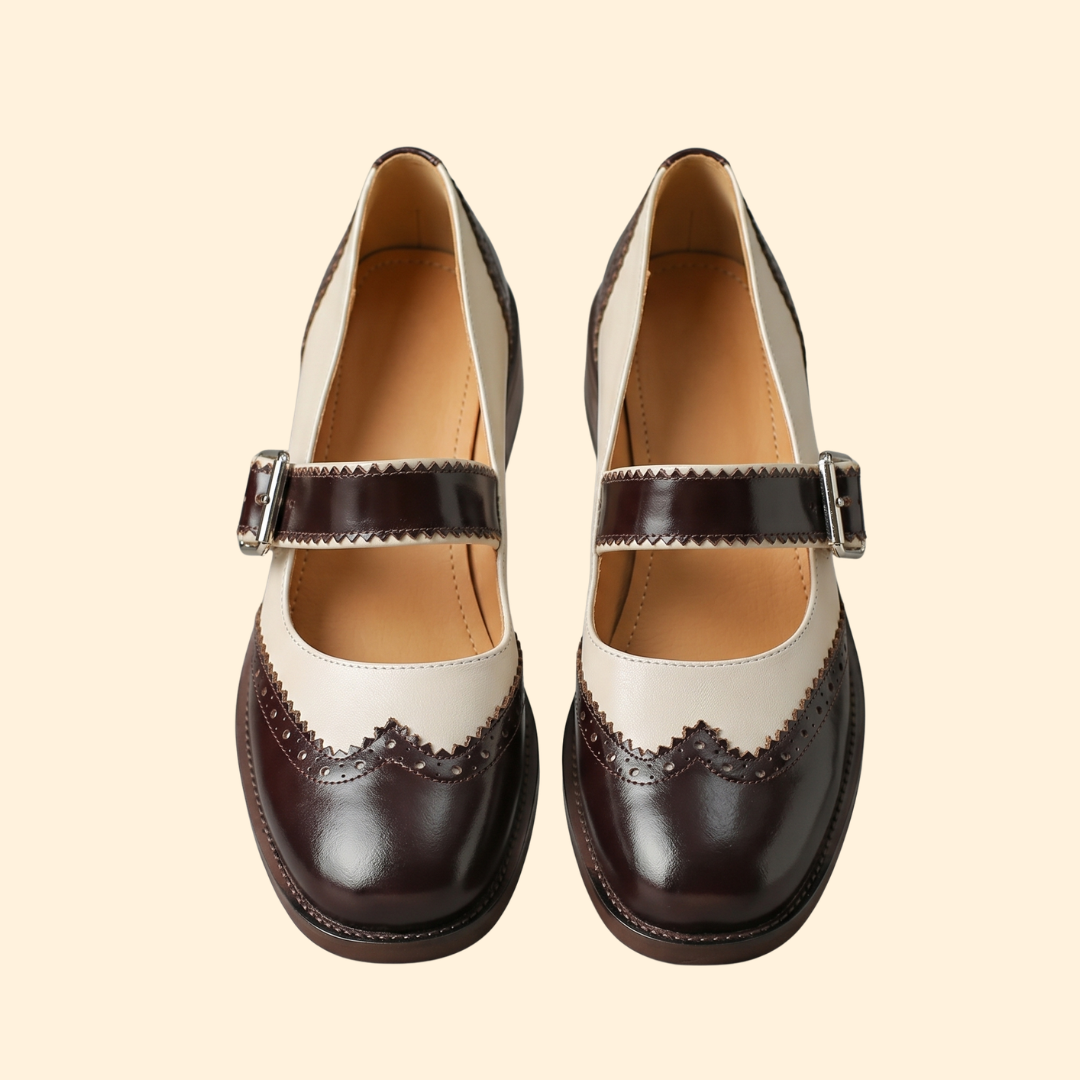Women’s Two-Tone Shoes with Buckle