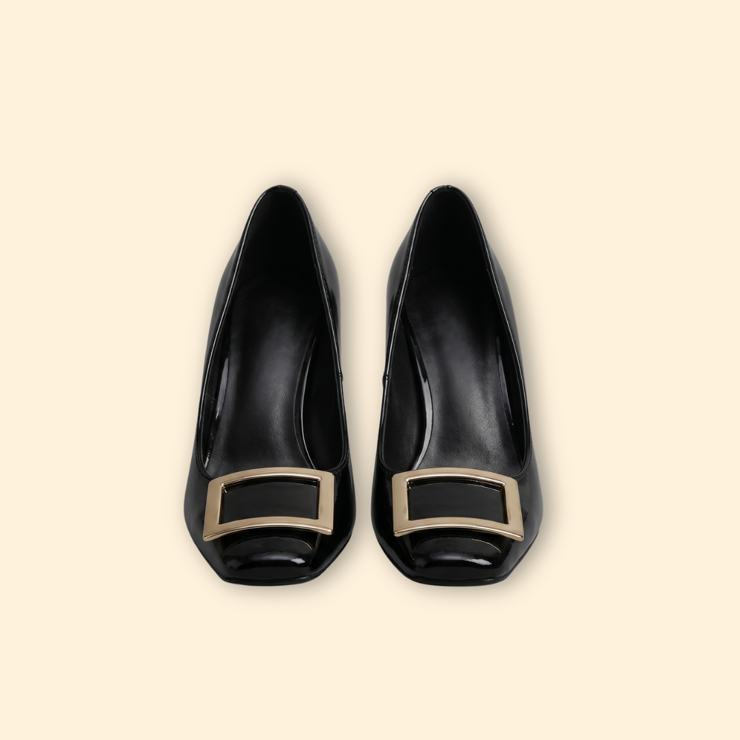 Women's Square Toe Pumps with Buckle