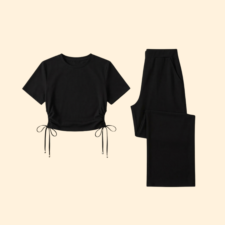 Women’s Casual Set with Cropped Top and Joggers