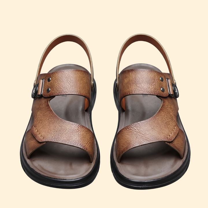 Men's Open-Toe Sandals with Textured Rubber Sole