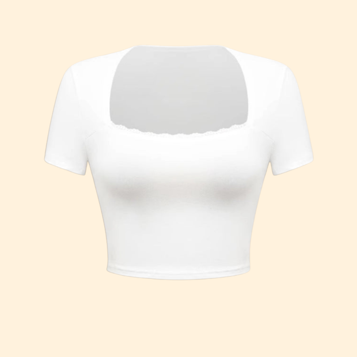 Women’s Top with Lace Trim and Square Neck