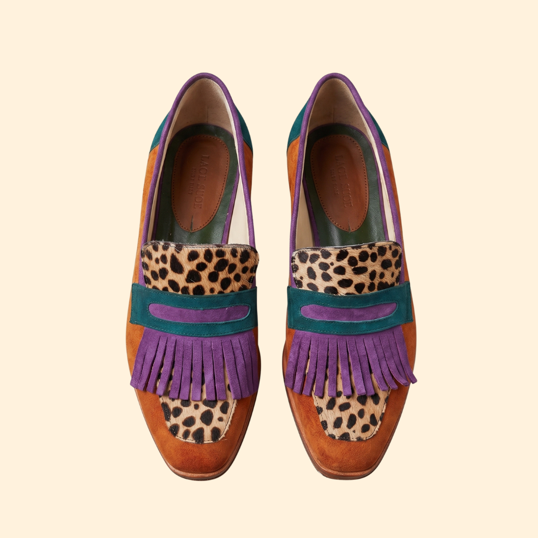 Women’s Leather Loafers with Leopard-Print