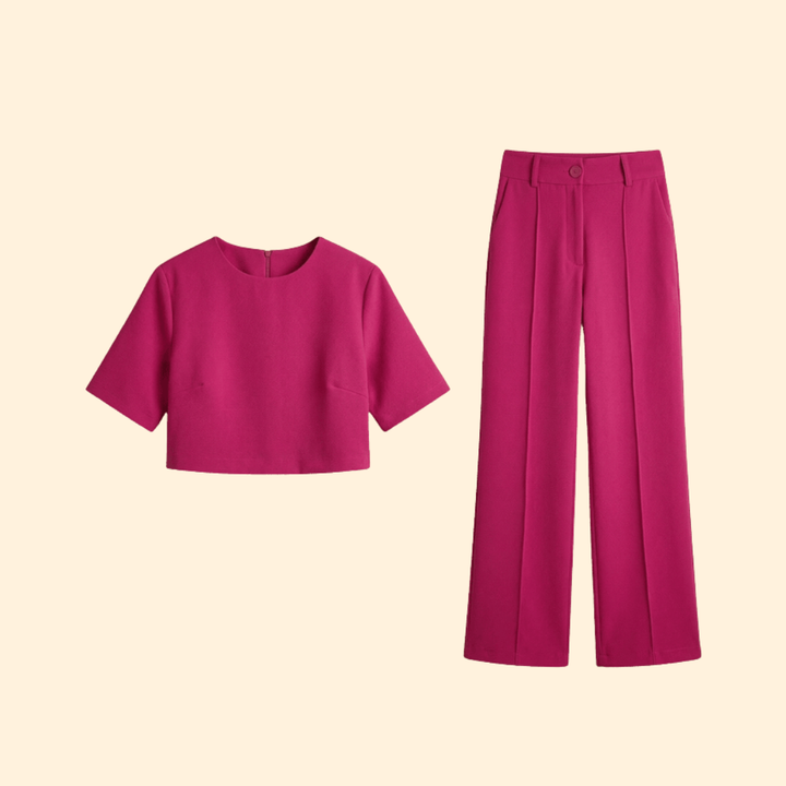 Women’s Two-Piece Set with Short-Sleeved Top