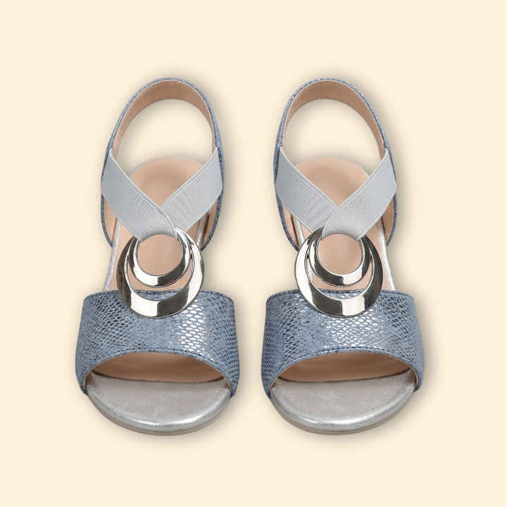 Women’s Heeled Sandals with Metallic Ring