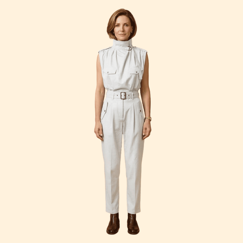 Women’s Stylish Jumpsuit with Pleated Front Design