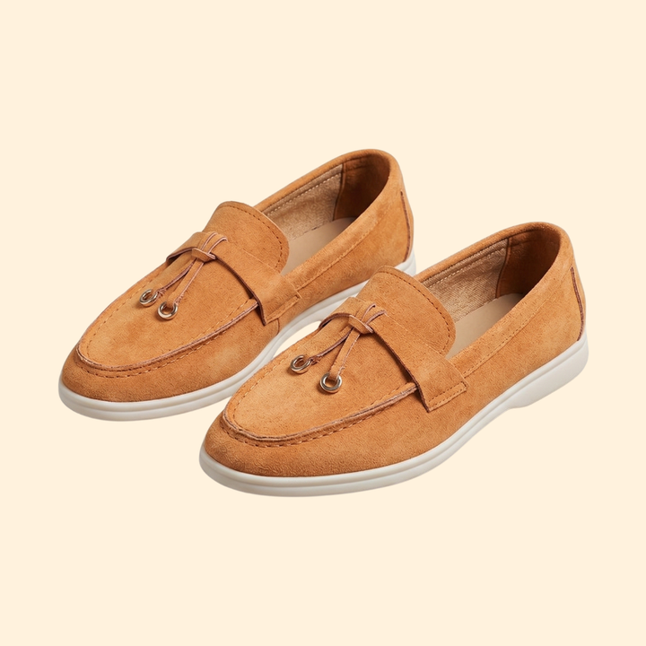 Women’s Suede Loafers with Metallic Ring Tassels