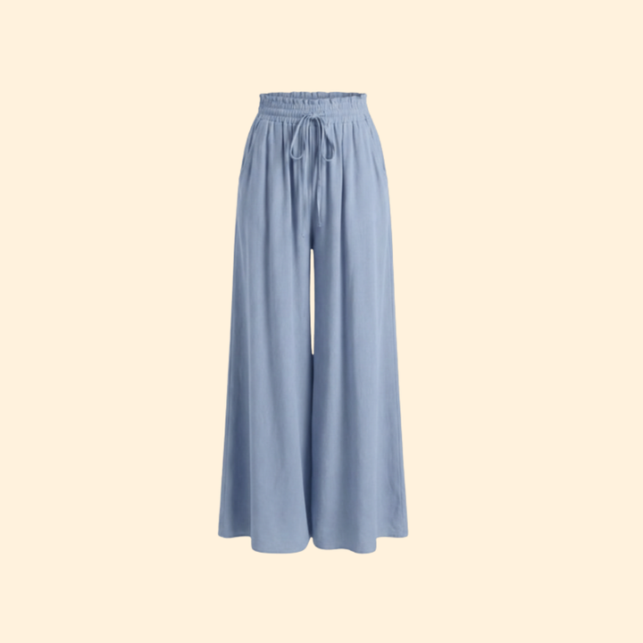 Women’s Palazzo Pants with Elastic Drawstring Waist