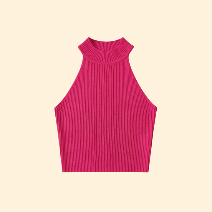 Women’s Sleeveless Crop Top with Ribbed Texture
