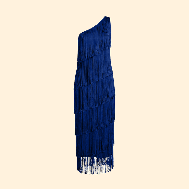 Women's One-Shoulder Dress with Fringe Detail