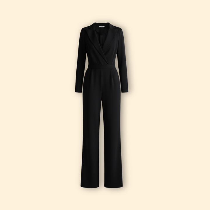 Women’s V-Neck Jumpsuit with Long Sleeves