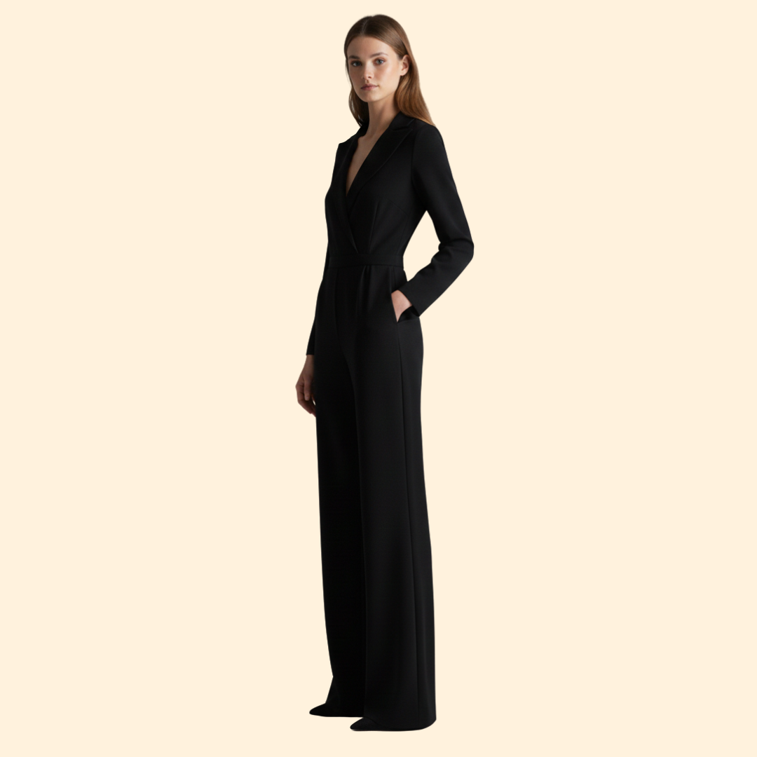 Women’s V-Neck Jumpsuit with Long Sleeves
