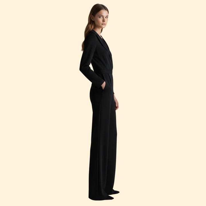 Women’s V-Neck Jumpsuit with Long Sleeves
