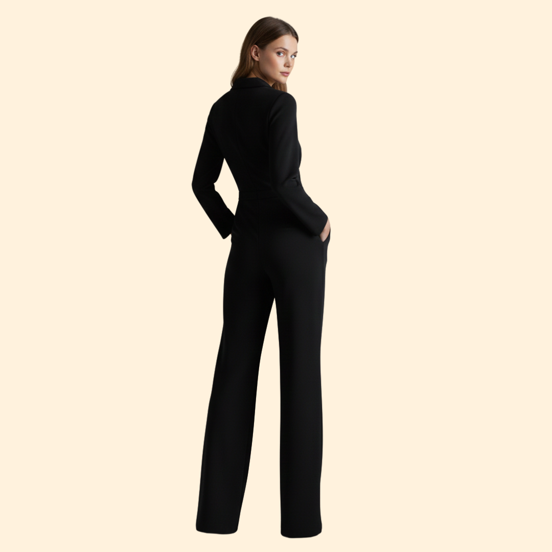 Women’s V-Neck Jumpsuit with Long Sleeves