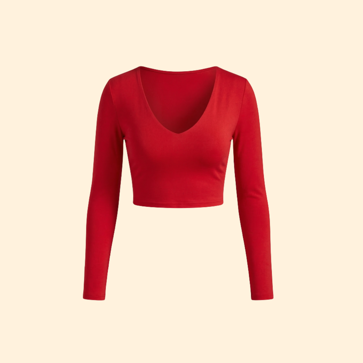 Women’s Long Sleeve Top with Deep V-neck