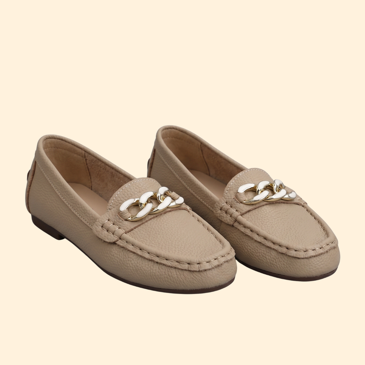 Women’s Leather Loafers with Gold Chain