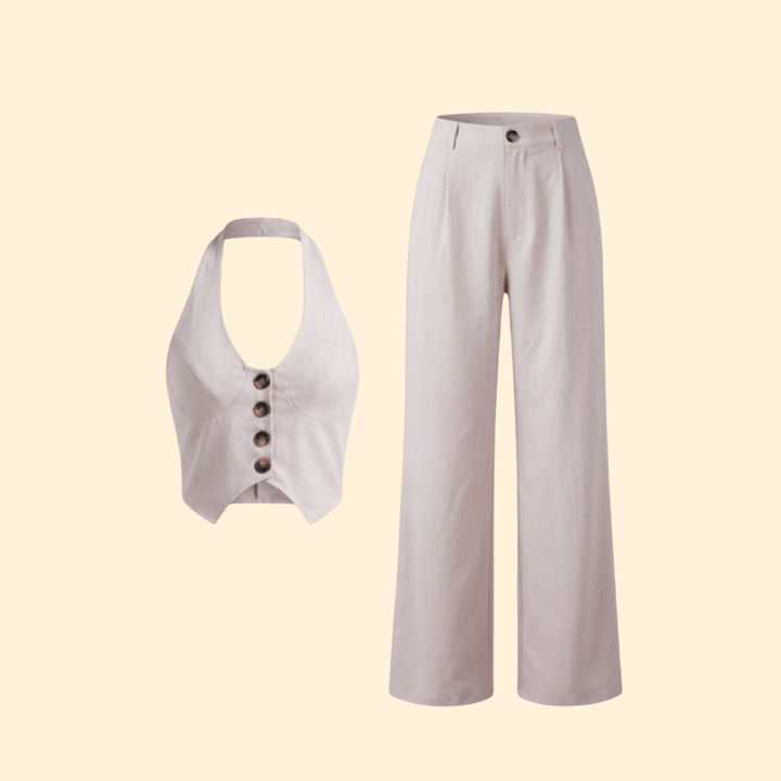 Women’s Two-Piece Set with Button Front Detail
