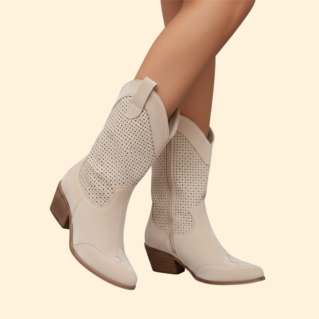 Women’s Cowboy Boots with Perforated Design