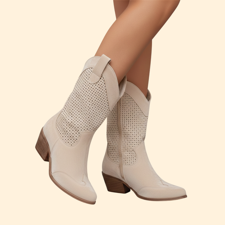 Women’s Cowboy Boots with Perforated Design